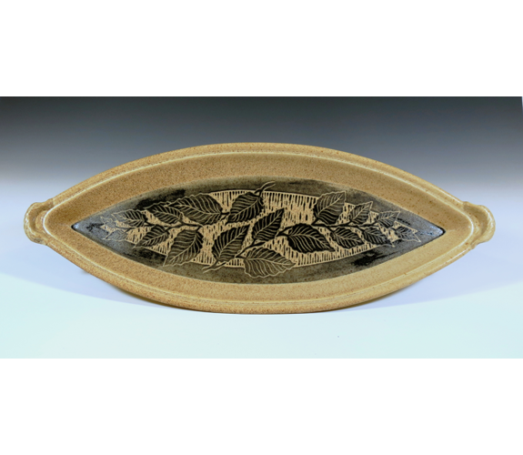 Brown Leaf Platter/Tray by Richard & Susan Roth